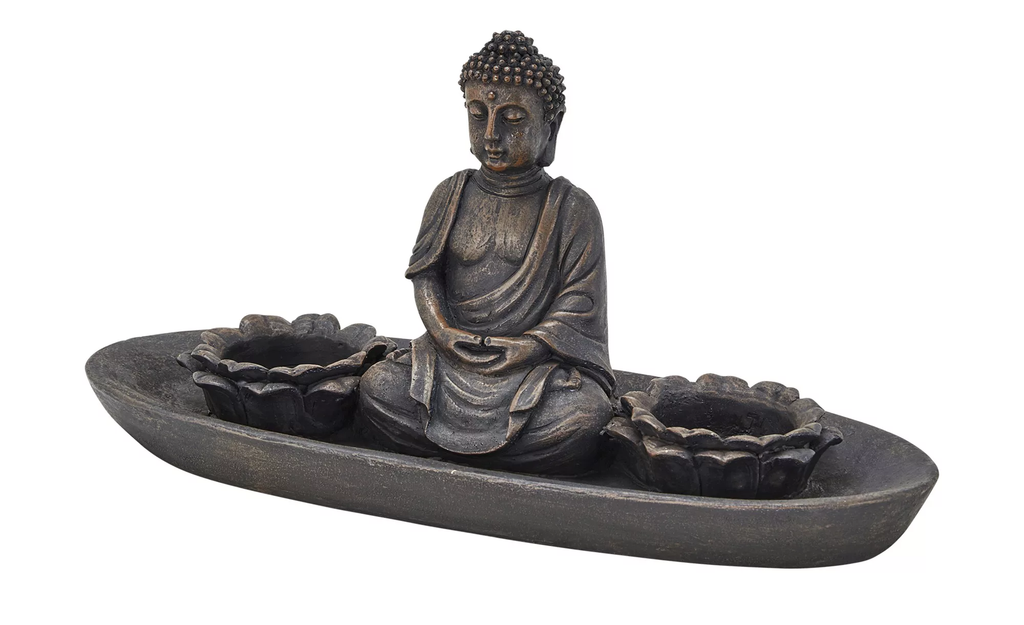 Teelichthalter  Buddha ¦ grau ¦ Polyresin (Kunstharz) ¦ Maße (cm): B: 29,5 günstig online kaufen