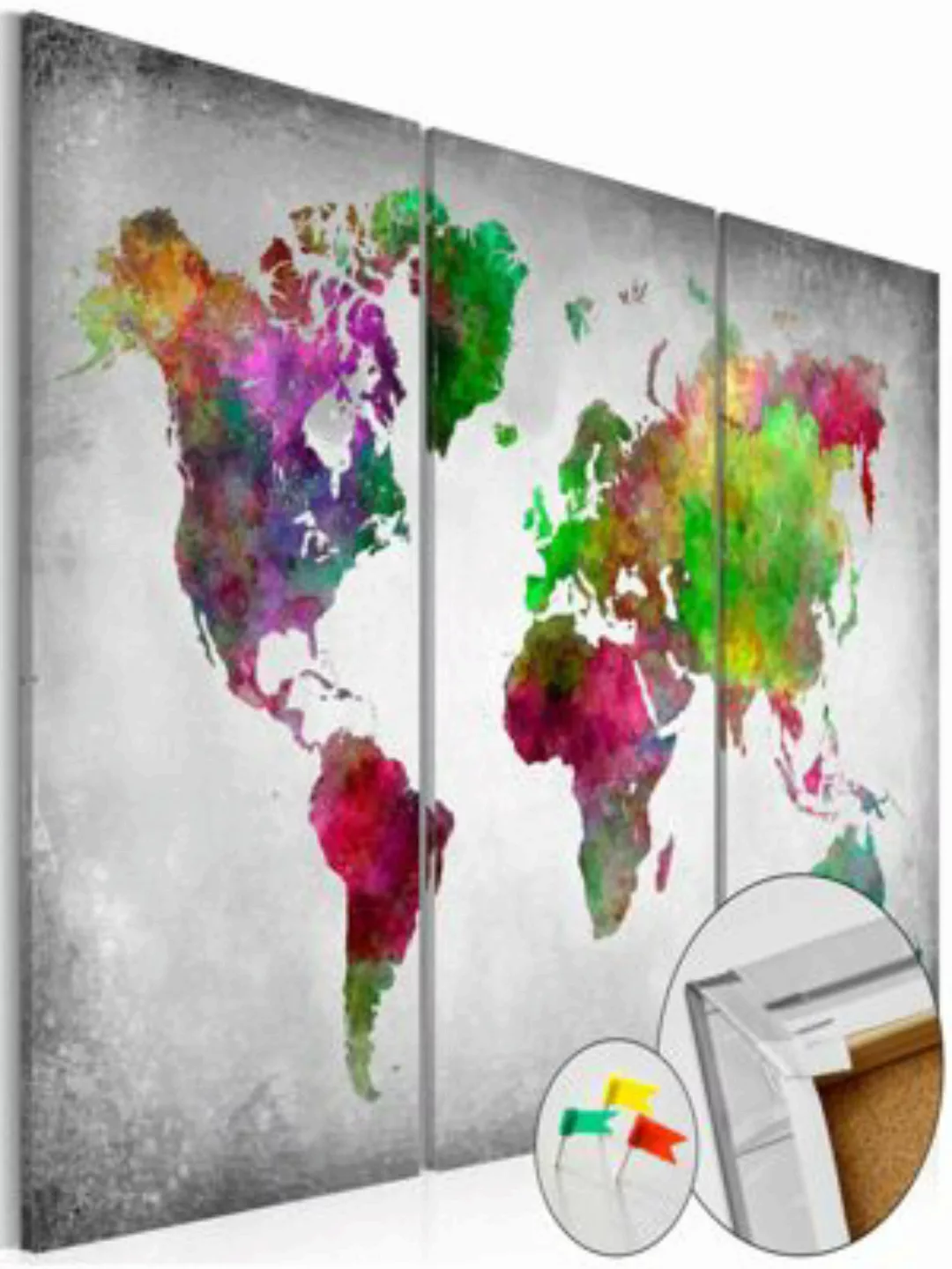 artgeist Pinnwand Bild Diversity of World [Cork Map] mehrfarbig Gr. 90 x 60 günstig online kaufen