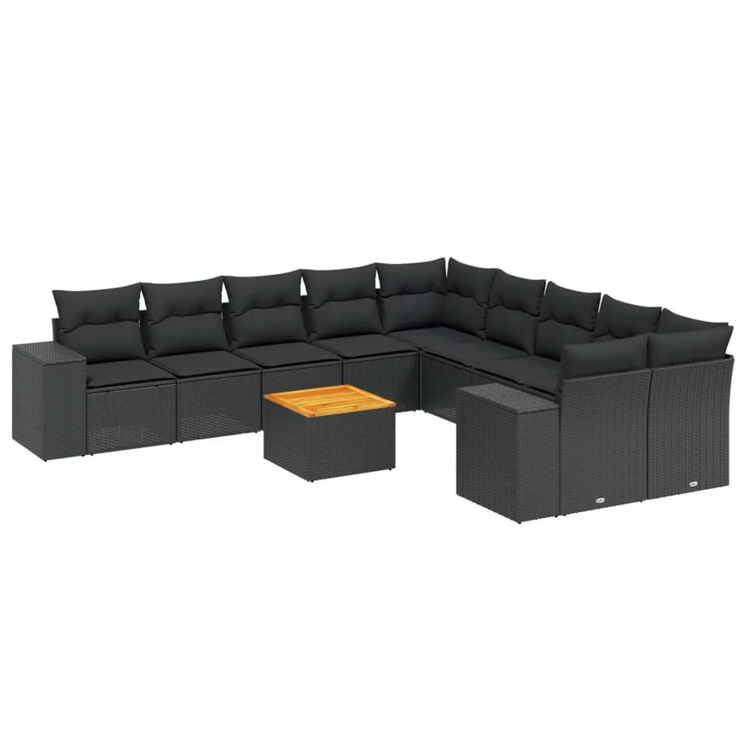 vidaXL 11-tlg Garten-Sofagarnitur mit Kissen Schwarz Poly Rattan Modell 64 günstig online kaufen