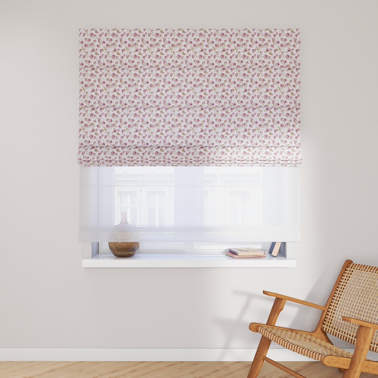 Dekoria Doppelraffrollo Duo, weiß-rosa, 110 x 150 cm günstig online kaufen