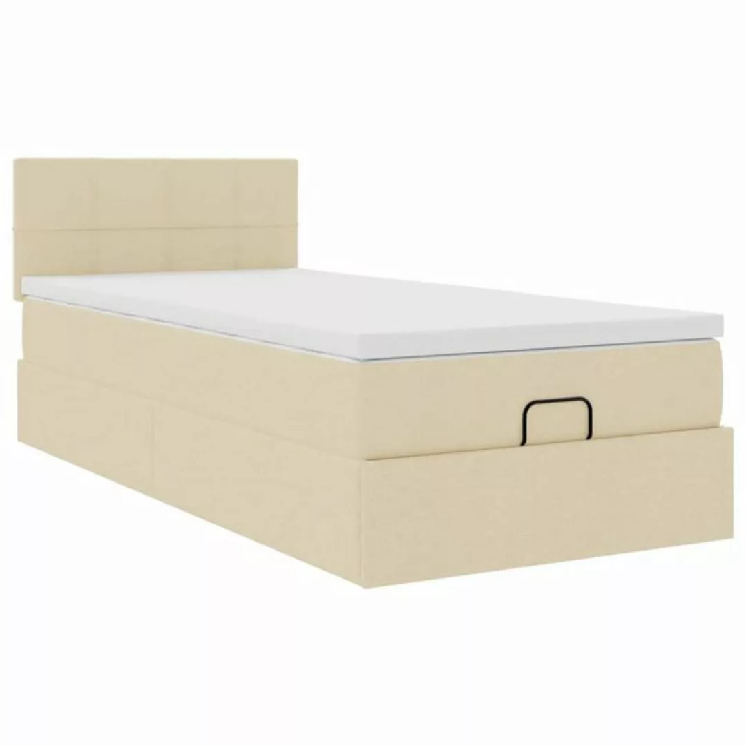 vidaXL Bett, Ottoman-Bett mit Matratze & LEDs Creme 80x200 cm Stoff günstig online kaufen