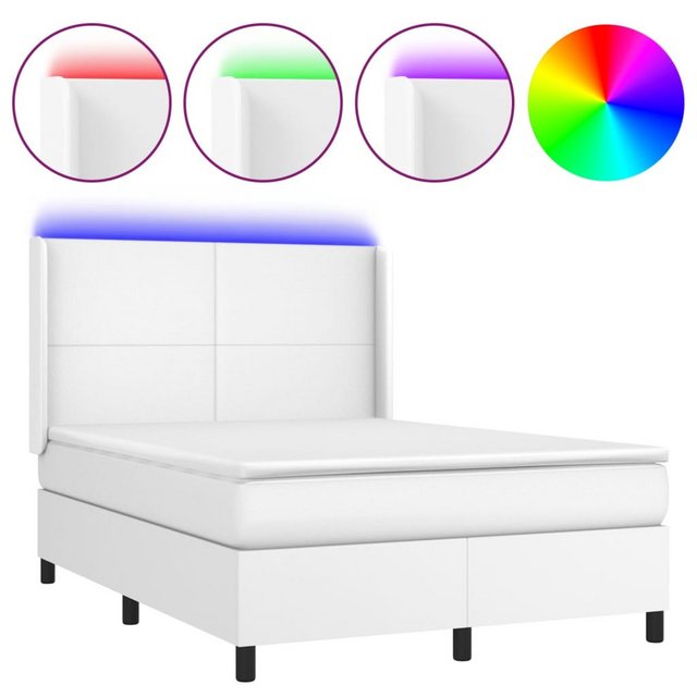 vidaXL Boxspringbett Boxspringbett mit Matratze und LED Kunstleder (140 x 1 günstig online kaufen