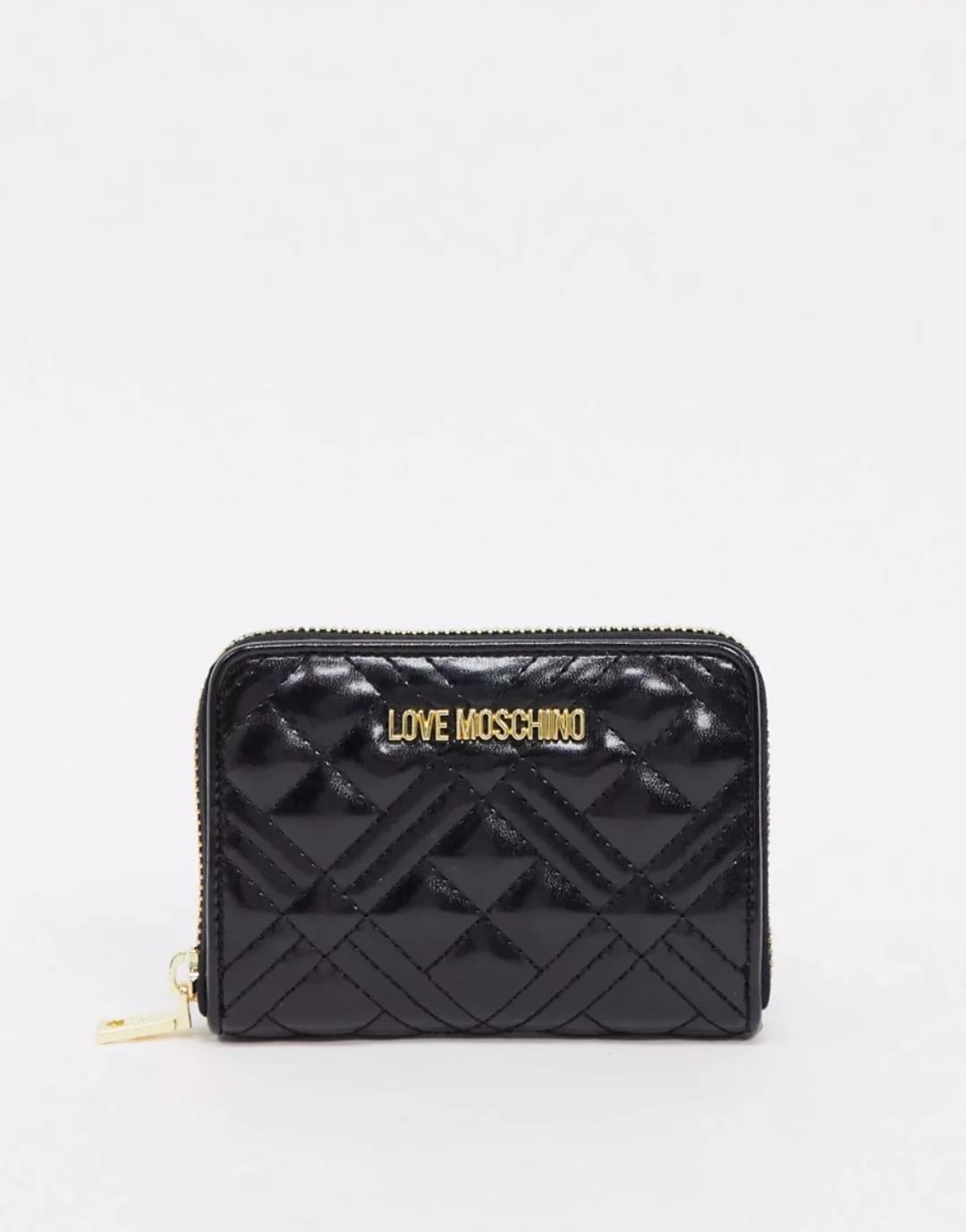 Love Moschino – Kleine, gesteppte Geldbörse in Schwarz günstig online kaufen
