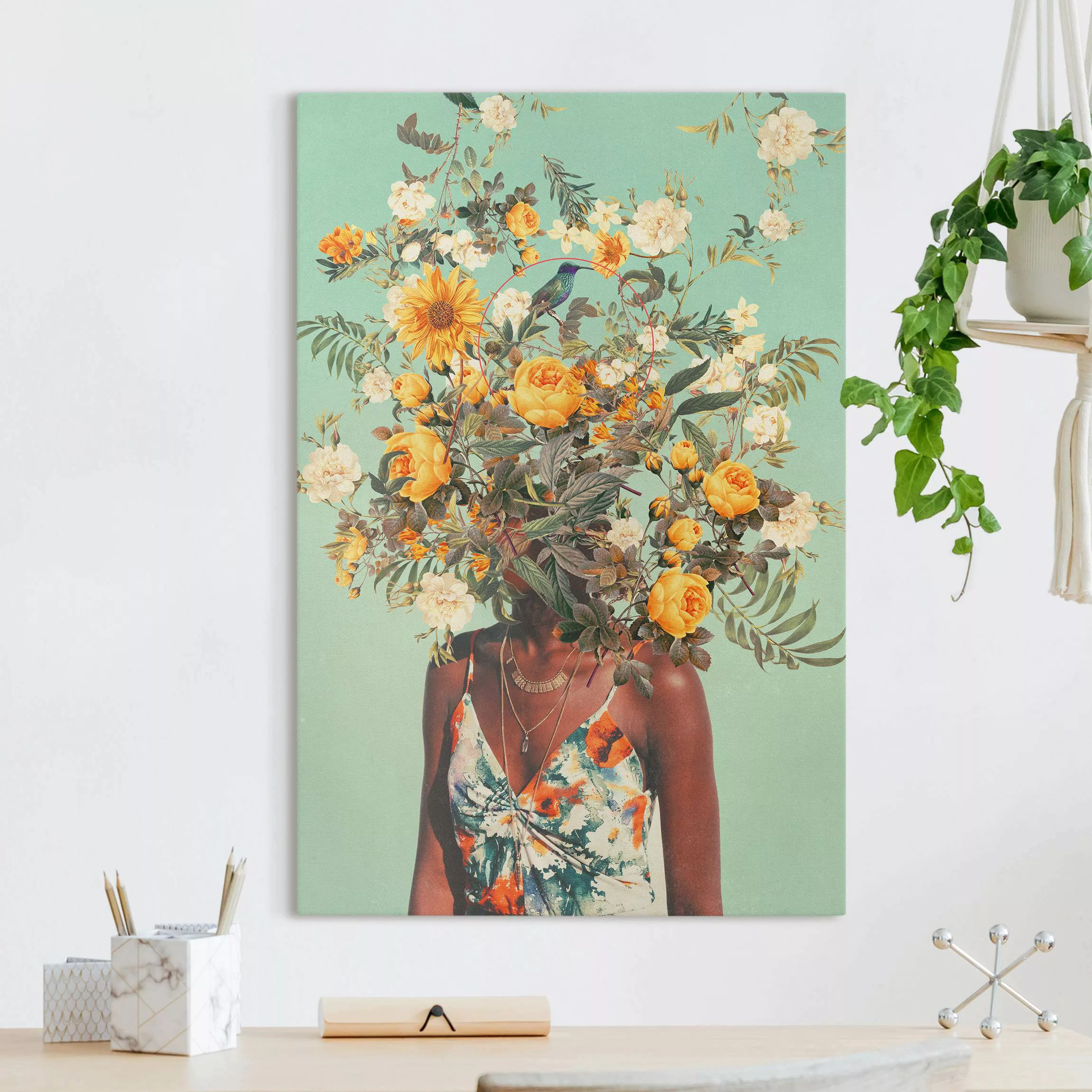 Leinwandbild Blumen Porträt - Gelbe Rosen günstig online kaufen