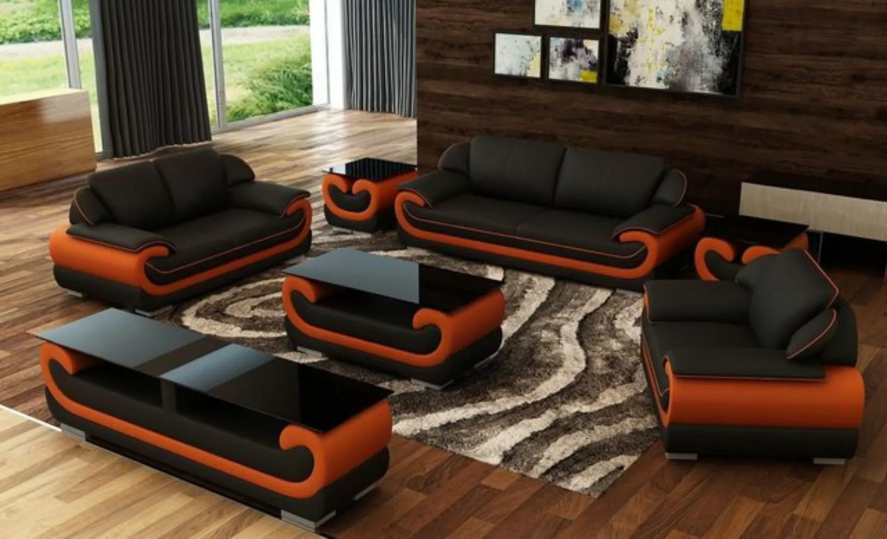 JVmoebel Sofa Sofas 3+2+1 Sitzer Set Design Sofas Polster Couchen Leder Rel günstig online kaufen