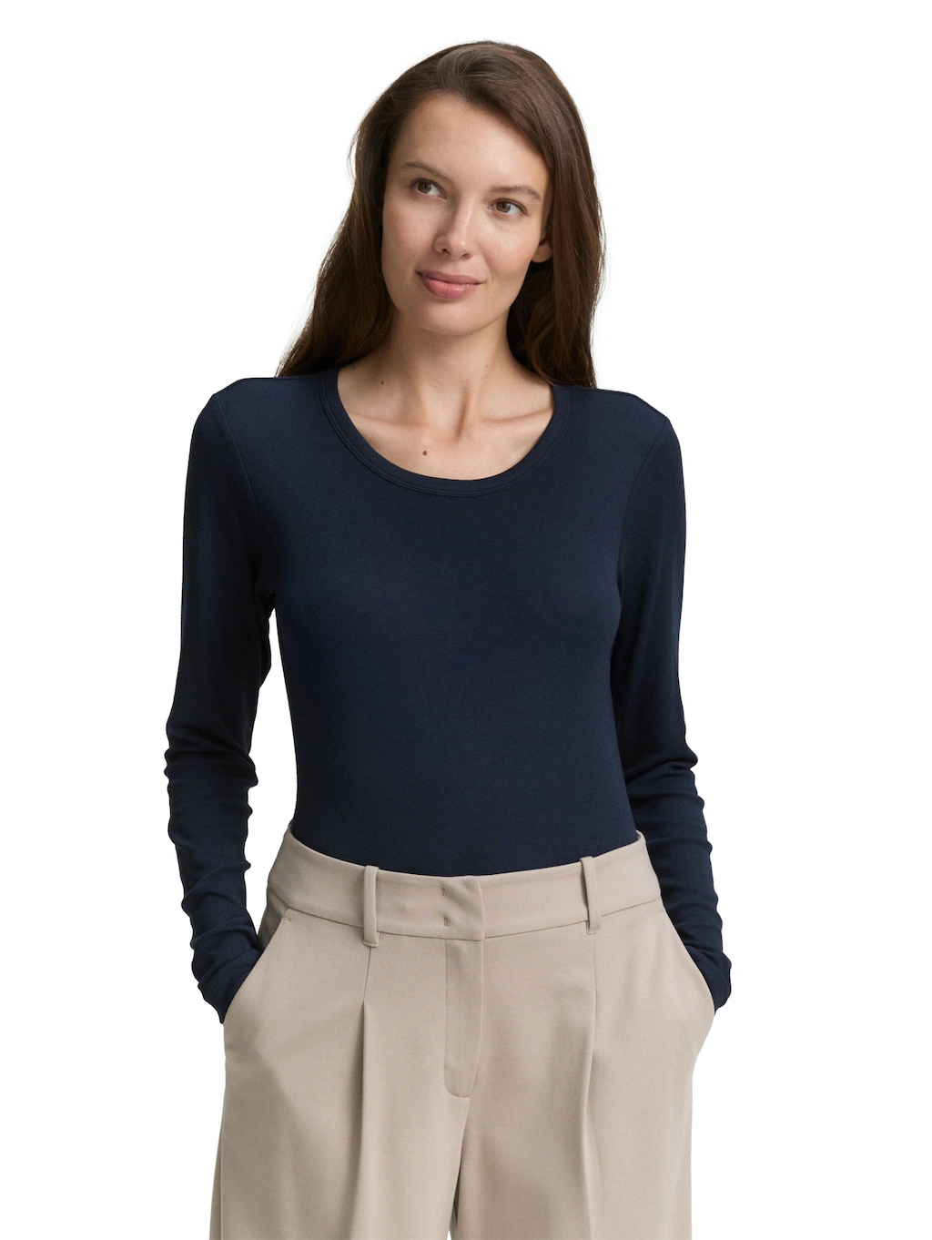 TOM TAILOR Langarmshirt, mit Rundhalsausschnitt und Stretch günstig online kaufen