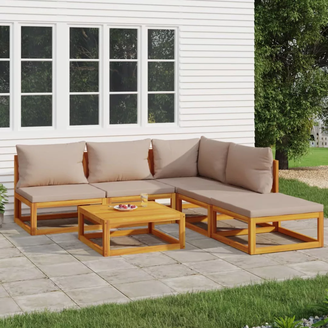 Vidaxl 6-tlg. Garten-lounge-set Mit Taupe Kissen Massivholz günstig online kaufen