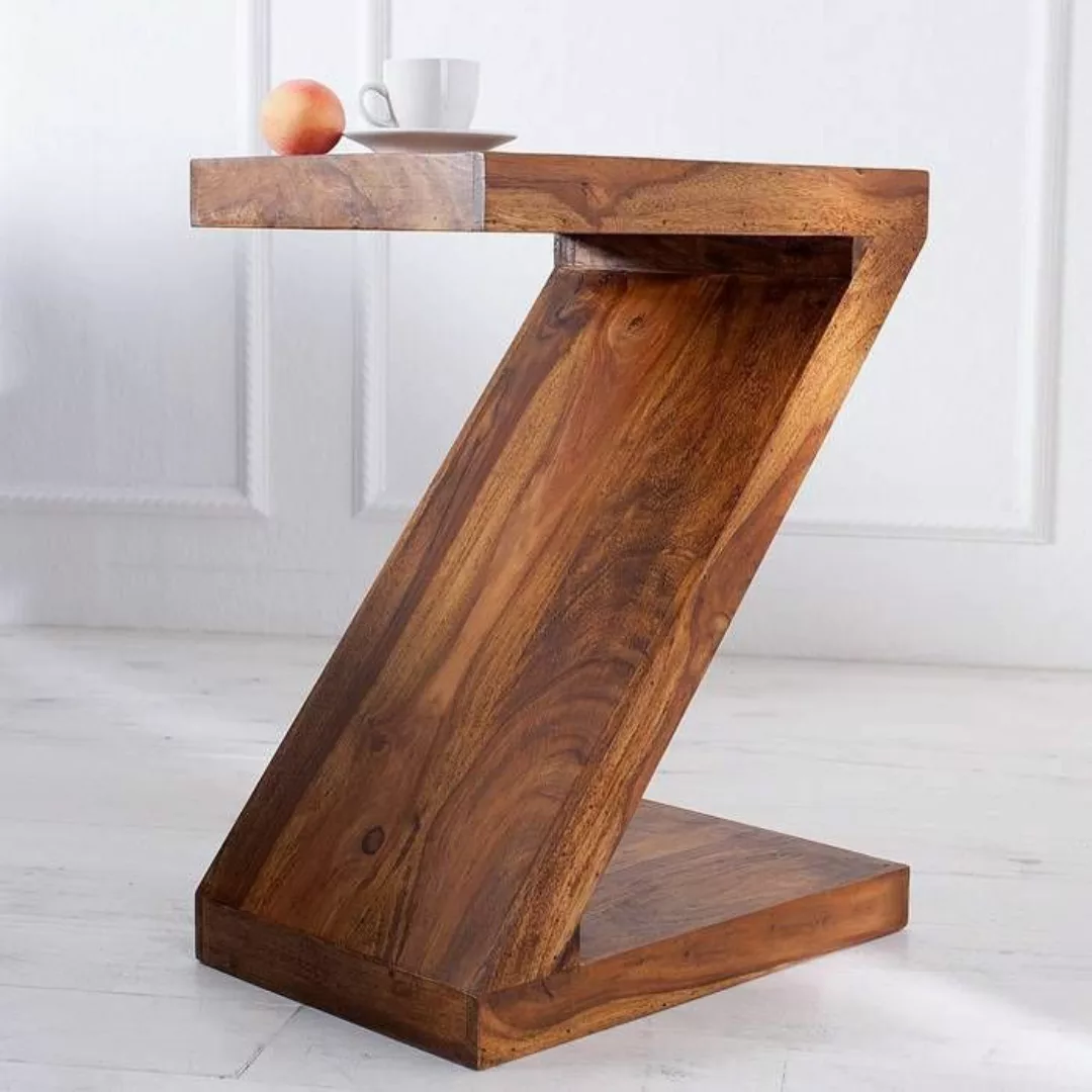Beistelltisch AGRA Z-Form Sheesham massiv Holz gewachst 60cm x 45cm günstig online kaufen