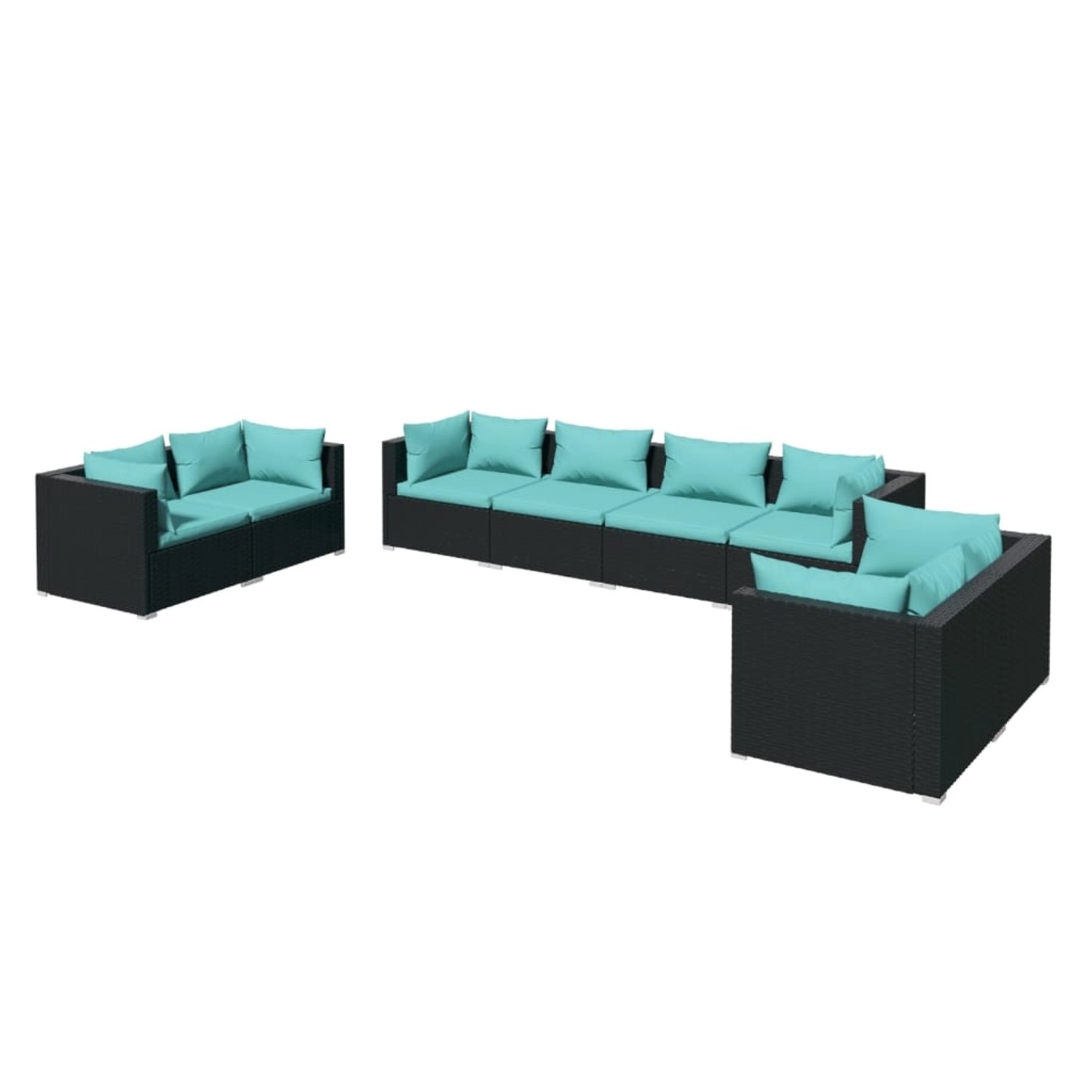 Vidaxl 8-tlg. Garten-lounge-set Mit Kissen Poly Rattan Schwarz günstig online kaufen