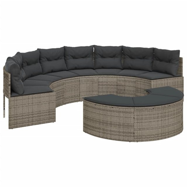 vidaXL Loungesofa 2-tlg. Garten-Sofagarnitur Halbrund Grau Poly-Rattan günstig online kaufen