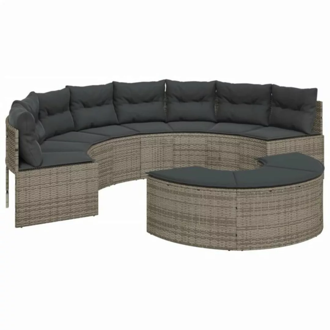 vidaXL Loungesofa 2-tlg. Garten-Sofagarnitur Halbrund Grau Poly Rattan, 1 T günstig online kaufen