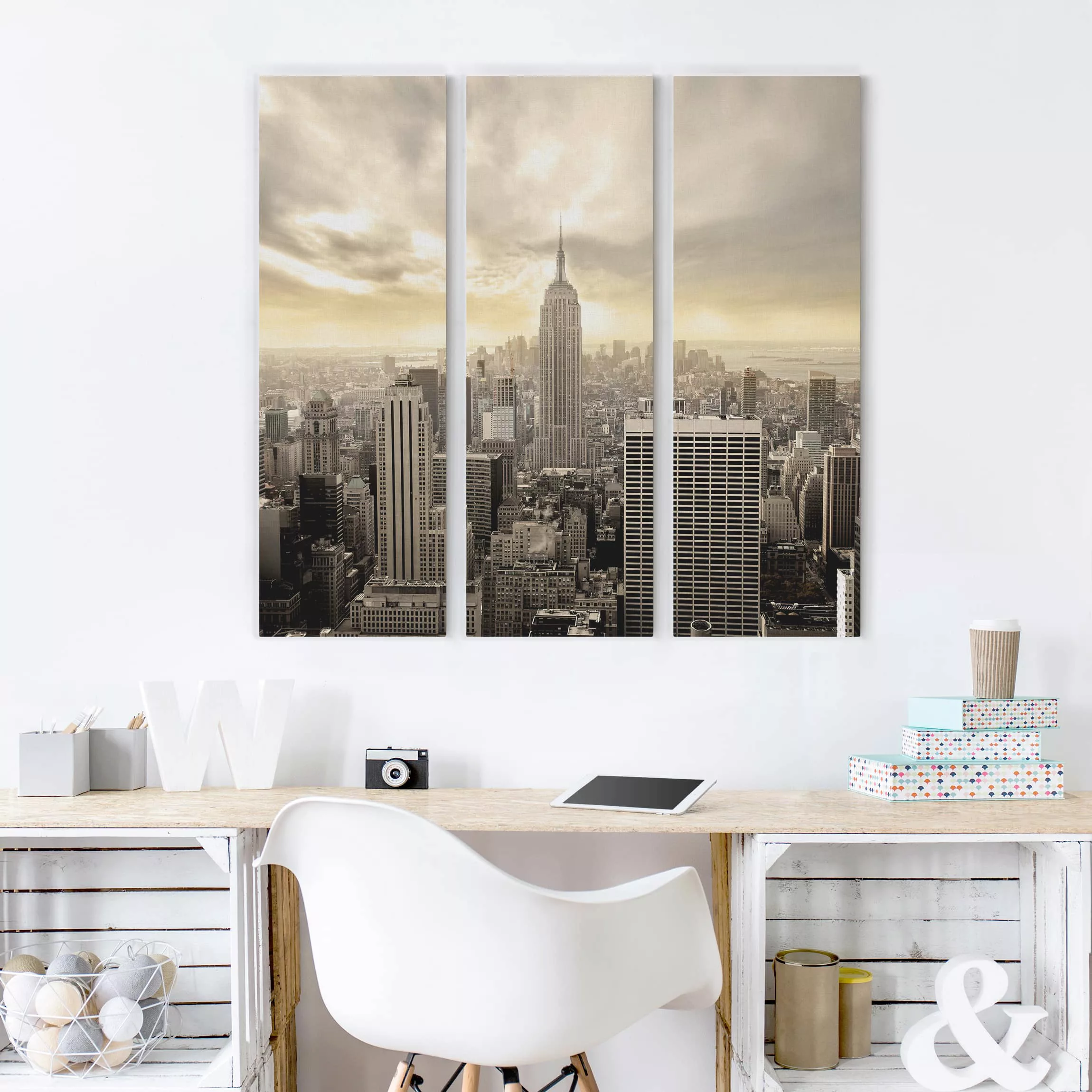 3-teiliges Leinwandbild - Quadrat Manhattan Dawn günstig online kaufen