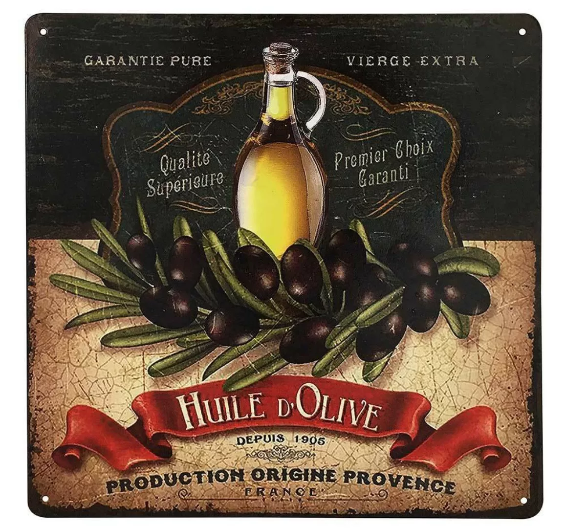 Blechschild Huile d` Olive Dekoschild Provence Vintage Nostalgie 30x30cm günstig online kaufen