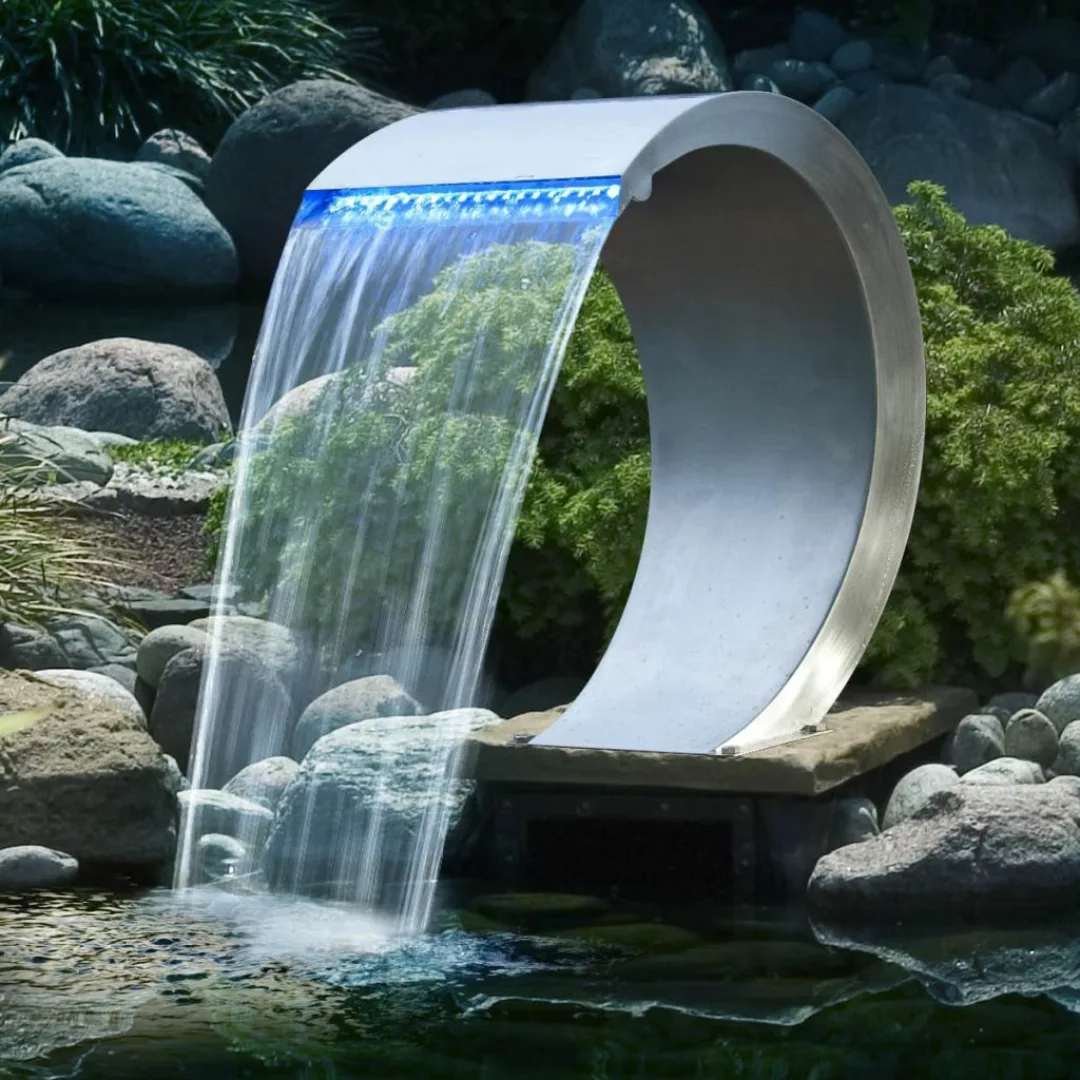 Ubbink Mamba Wasserfall Edelstahl Mit Led Beleuchtung günstig online kaufen