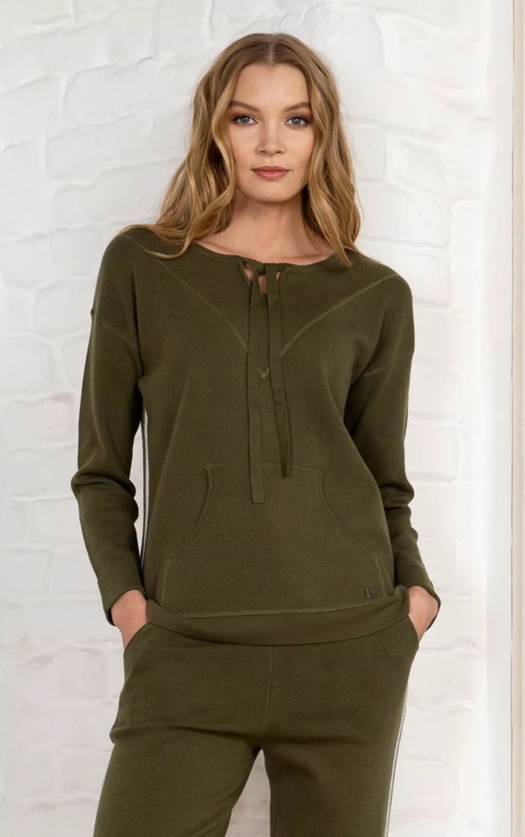 Passioni Strickpullover in Khaki im sportlichen Stil günstig online kaufen