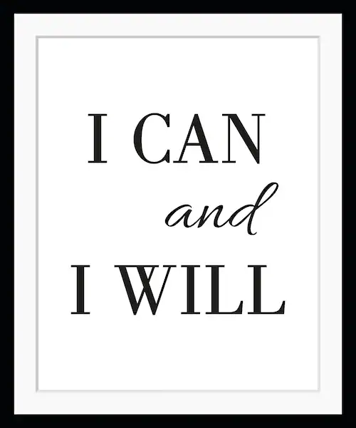 queence Bild "I CAN AND I WILL", Buchstaben, Schriftzug, gerahmt günstig online kaufen