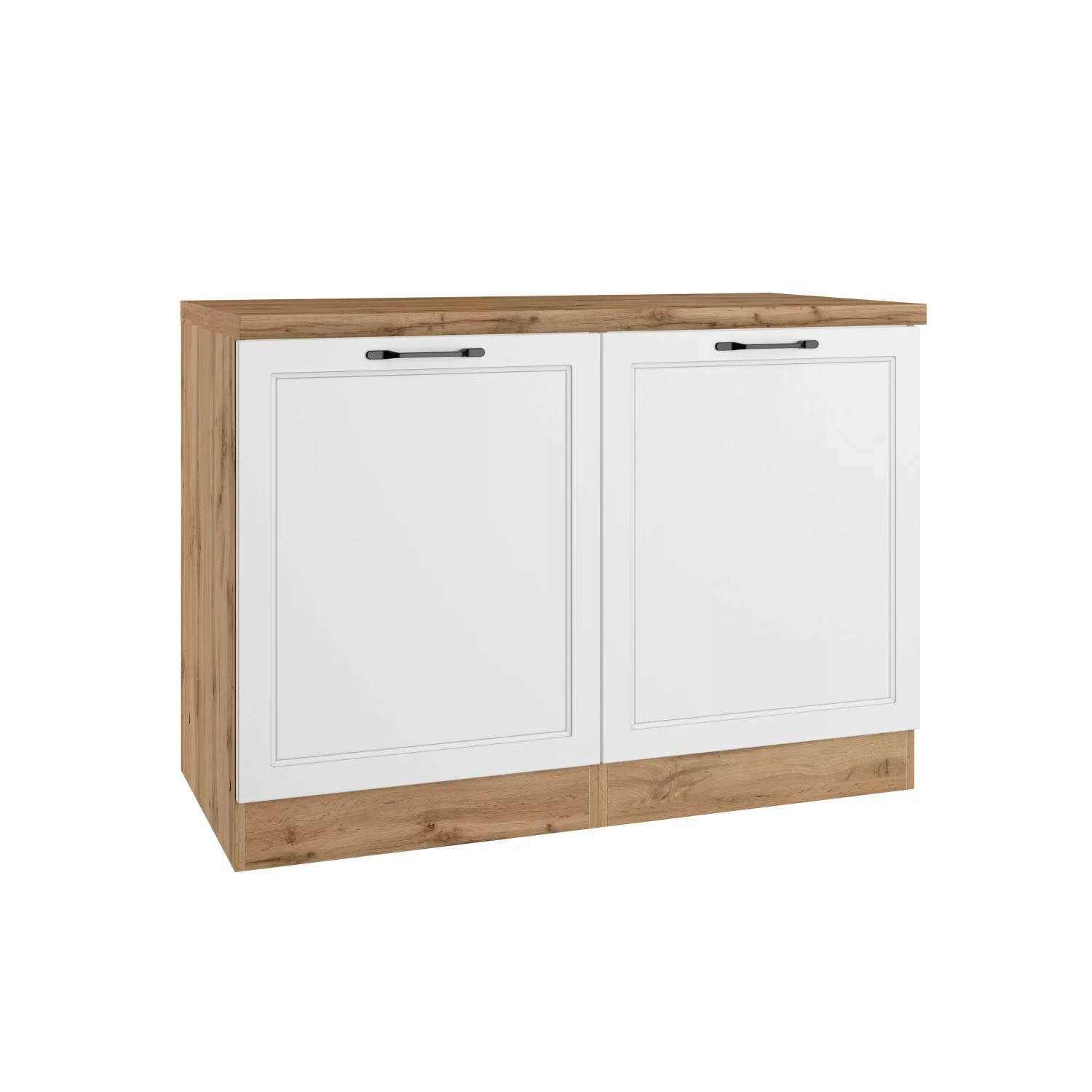 Held Küchen Spülenschrank Kempten 120 cm Weiß/Wotan 2 Türen günstig online kaufen