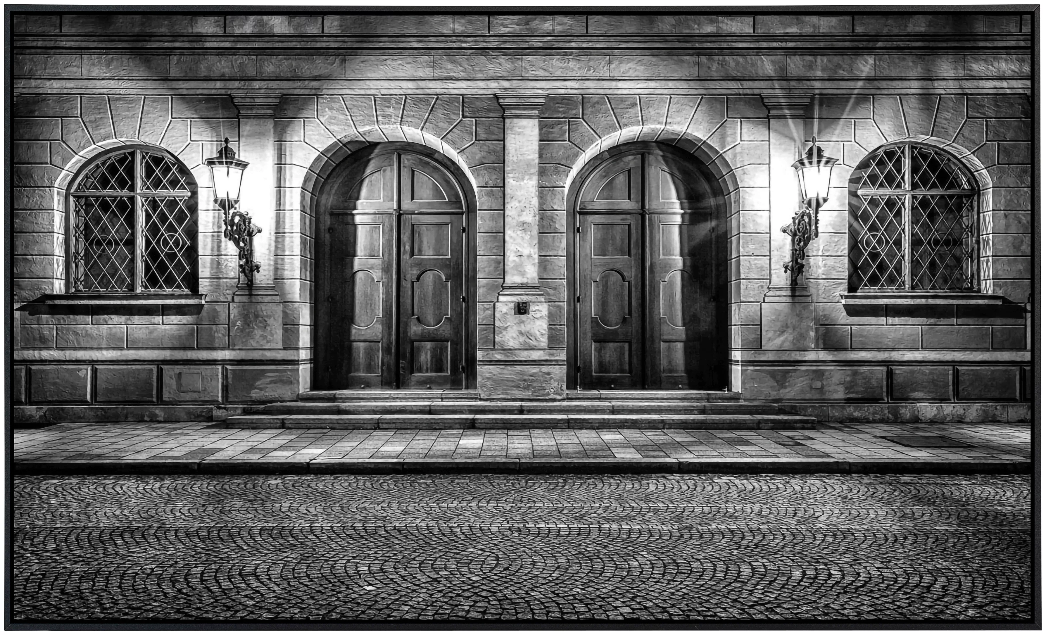 Papermoon Infrarotheizung »Alte Türen Schwarz & Weiß«, sehr angenehme Strah günstig online kaufen