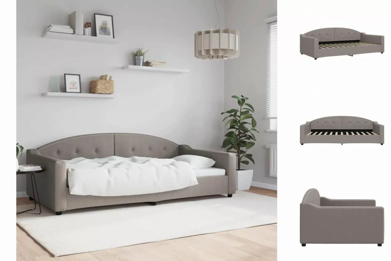 vidaXL Gästebett Tagesbett Taupe 100x200 cm Stoff Gästebett Schlafsofa Taup günstig online kaufen