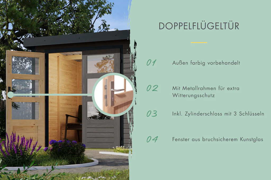 Karibu Gartenhaus "Jupiter 3 B", in verschiedenen Farben günstig online kaufen