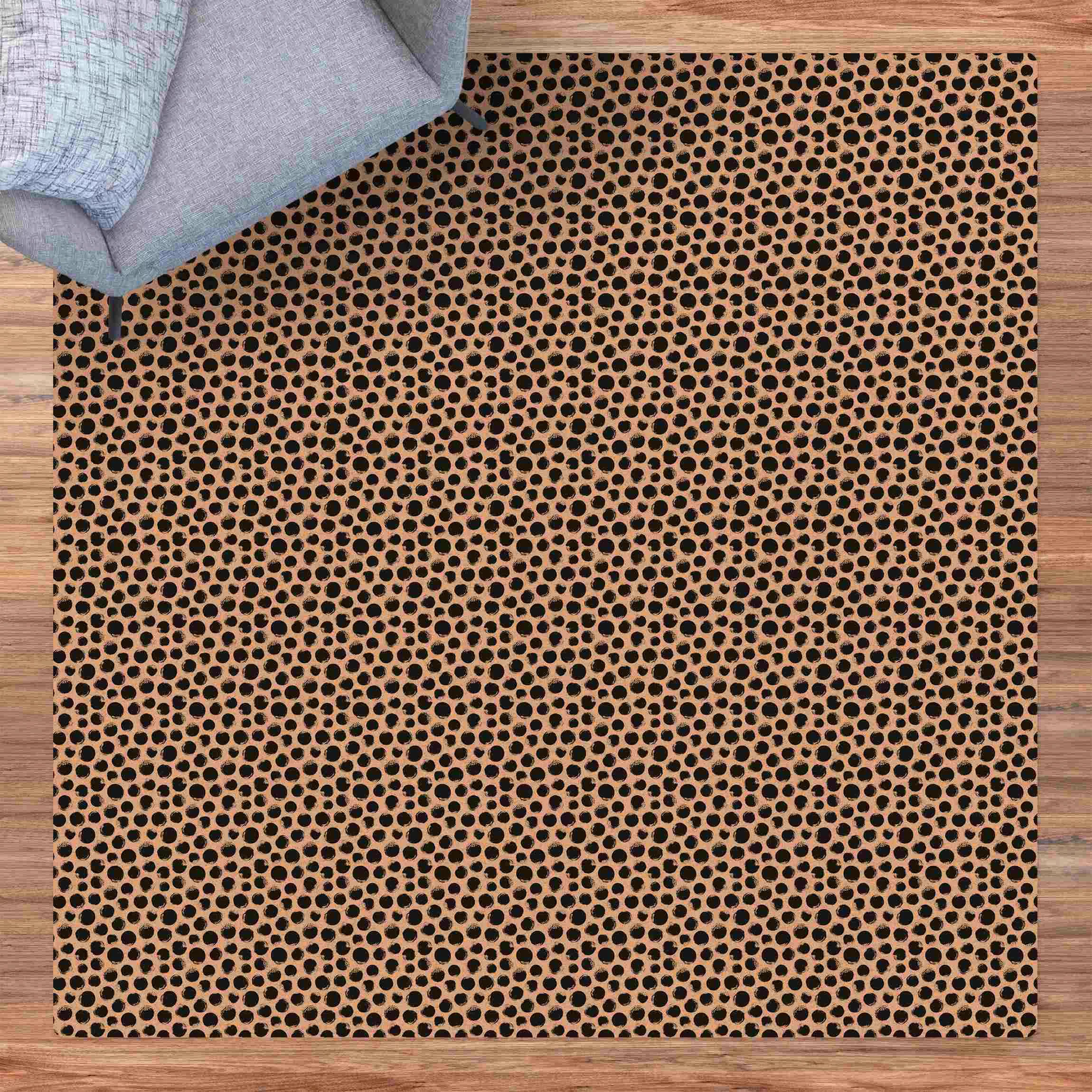 Kork-Teppich Schwarze Tusche Polkadots günstig online kaufen