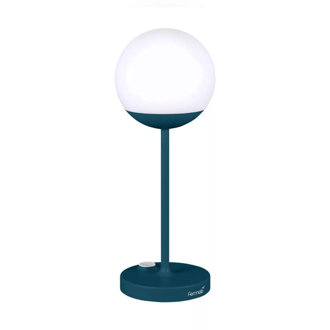 Fermob - Mooon! LED Tischleuchte mit Akku - acapulcoblau/texturiert/H 41cm günstig online kaufen