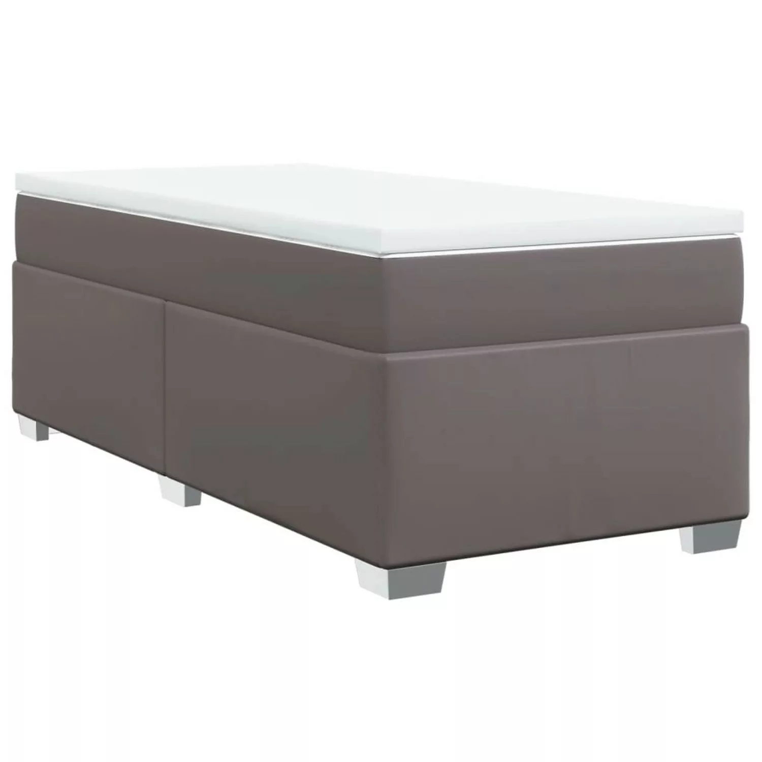 vidaXL Boxspringbett, Boxspringbett mit Matratze Grau 90x190 cm Kunstleder günstig online kaufen