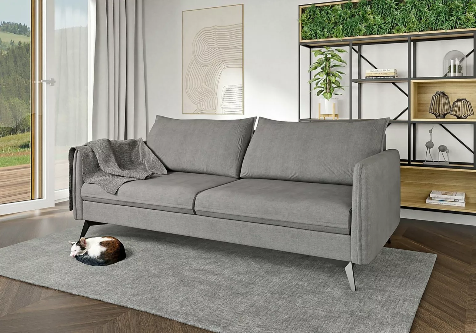 S-Style Möbel 3-Sitzer Modernes Sofa Azalea mit Schwarz Metall Füßen, mit W günstig online kaufen