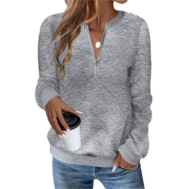 Zoclack Sweatshirt Lässige Pullover Damen mit Halber Reißverschluss Langen günstig online kaufen