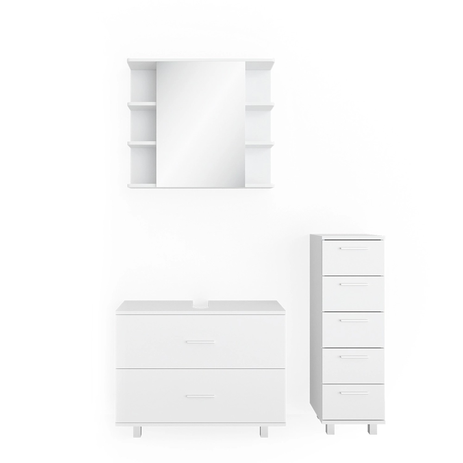 Vicco Badmöbel-Set Ilias Weiß 3 Teile mit Unterschrank 80 cm günstig online kaufen