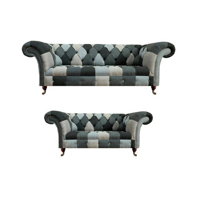 JVmoebel Chesterfield-Sofa Mehrfarbig Sofa Komplett 2x Sofas Polstermöbel E günstig online kaufen