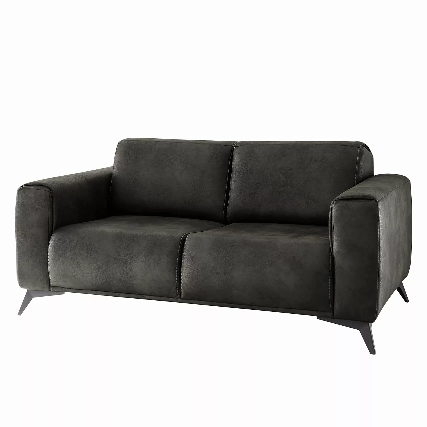 home24 Red Living Sofa Jandira 2-Sitzer Anthrazit Microfaser 167x82x96 cm günstig online kaufen