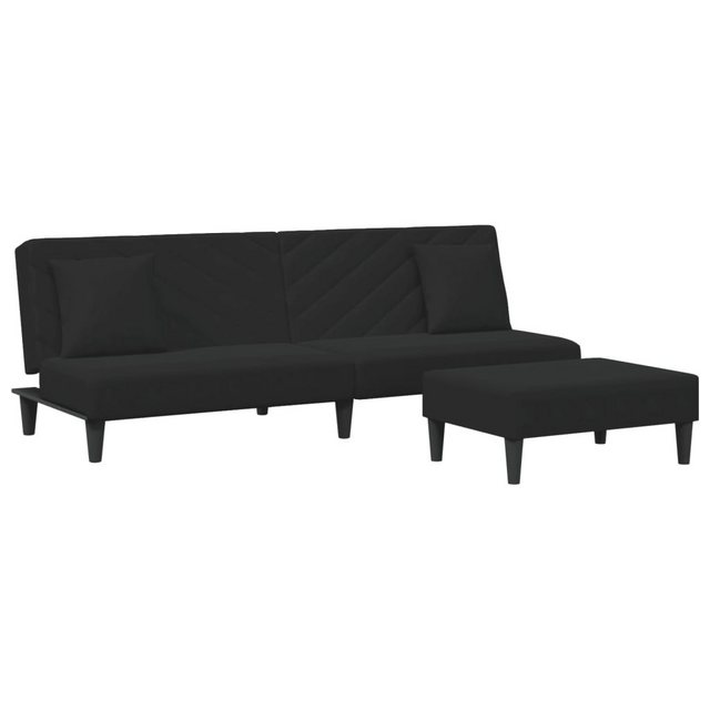 vidaXL Sofa 2-tlg. Sofagarnitur mit Kissen Schwarz Samt günstig online kaufen