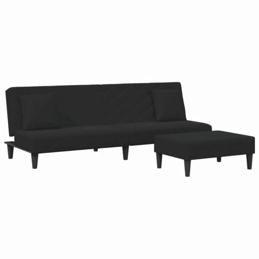 vidaXL Sofa 2-tlg. Sofagarnitur mit Kissen Schwarz Samt günstig online kaufen