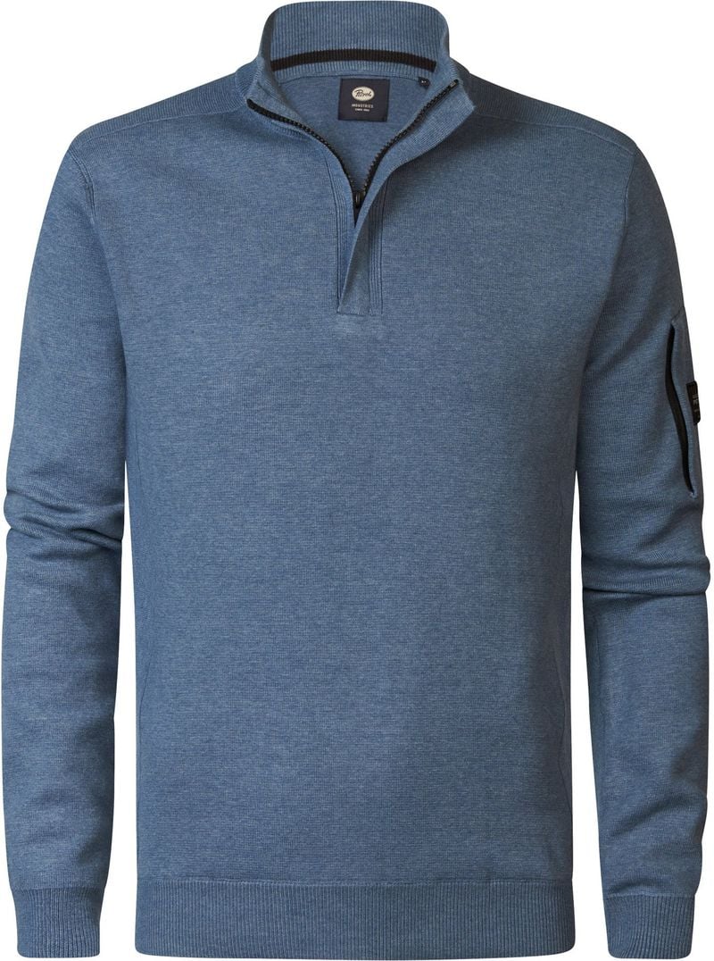 Petrol Half Zip Pull Melange Blau - Größe XL günstig online kaufen