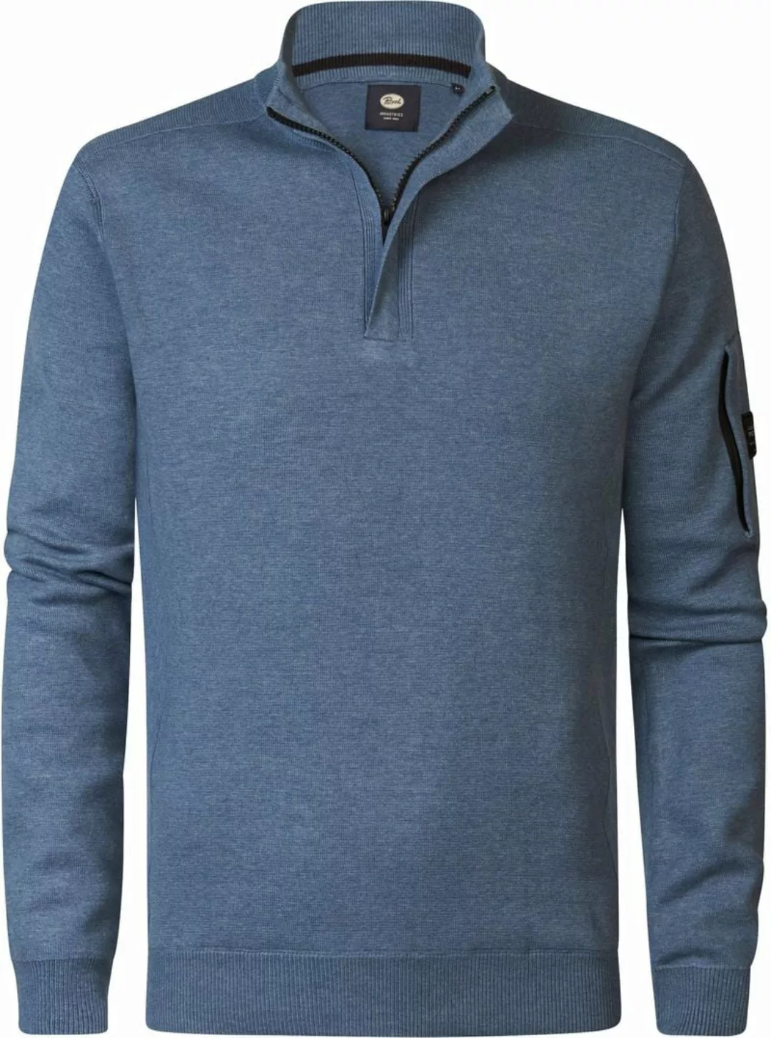 Petrol Half Zip Pull Melange Blau - Größe 3XL günstig online kaufen