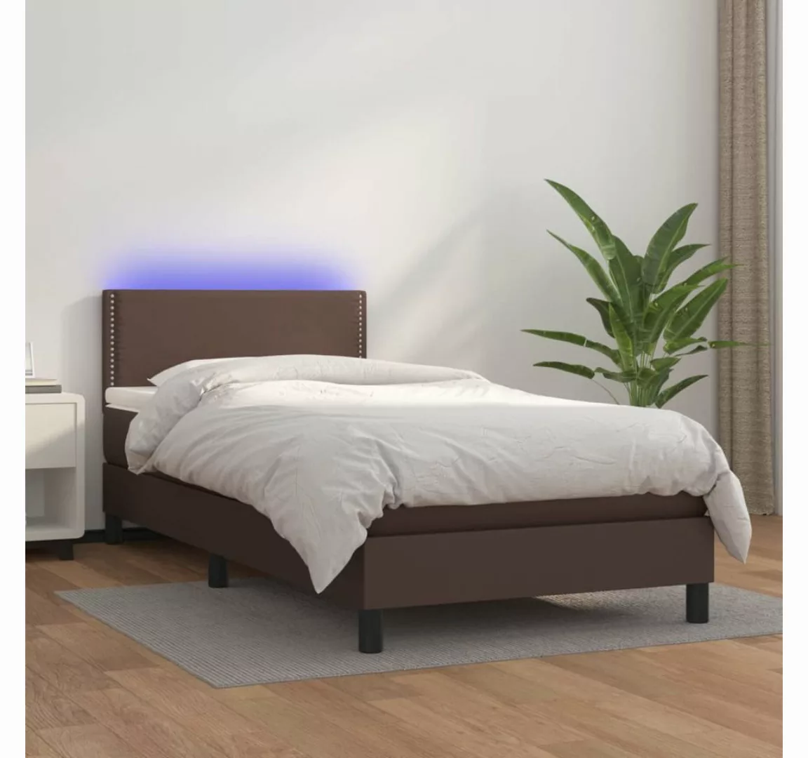 vidaXL Boxspringbett Bett Boxspringbett mit Matratze & LED Kunstleder (90 x günstig online kaufen