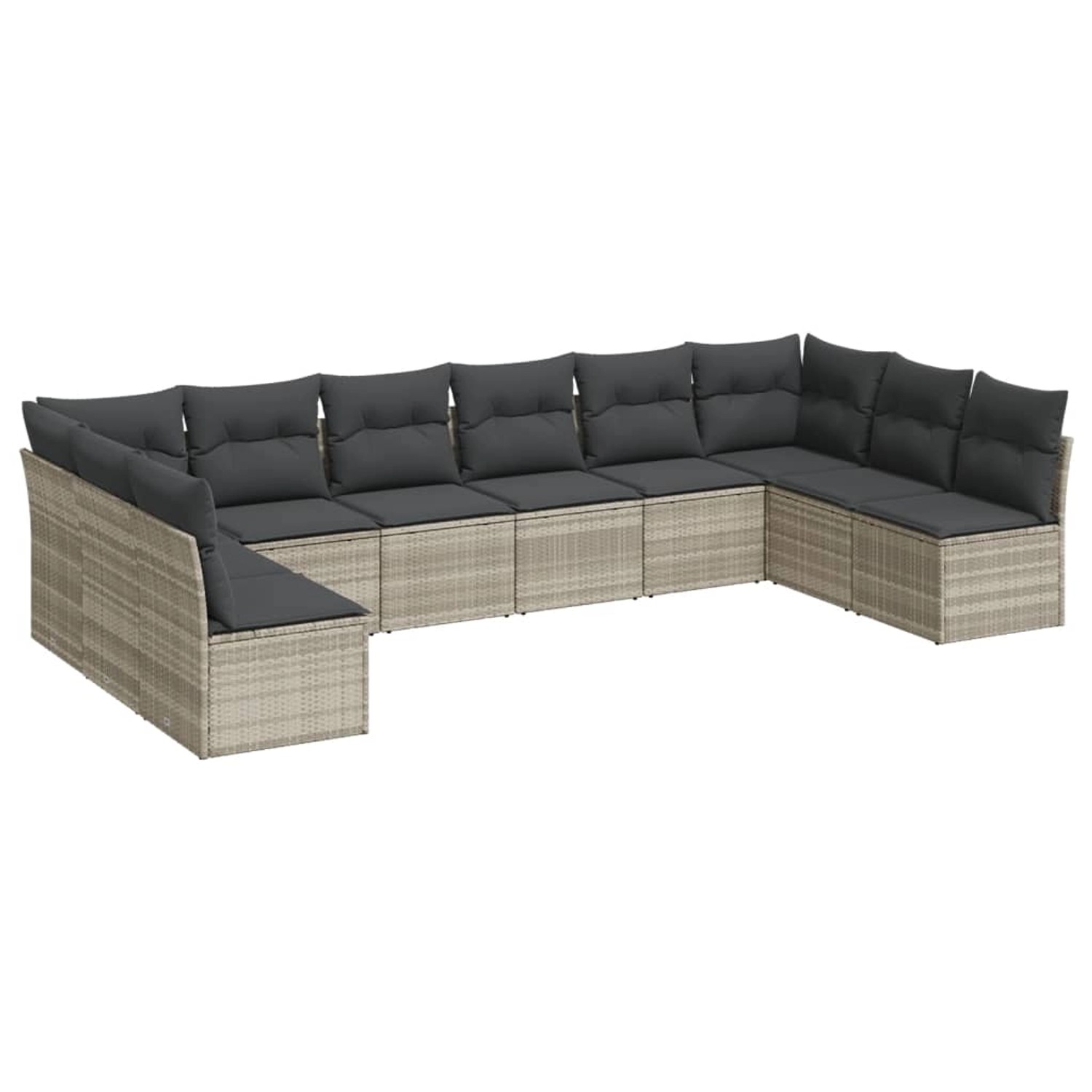 vidaXL 10-Tlg Garten-Sofagarnitur mit Kissen Hellgrau Poly Rattan 3249931 günstig online kaufen
