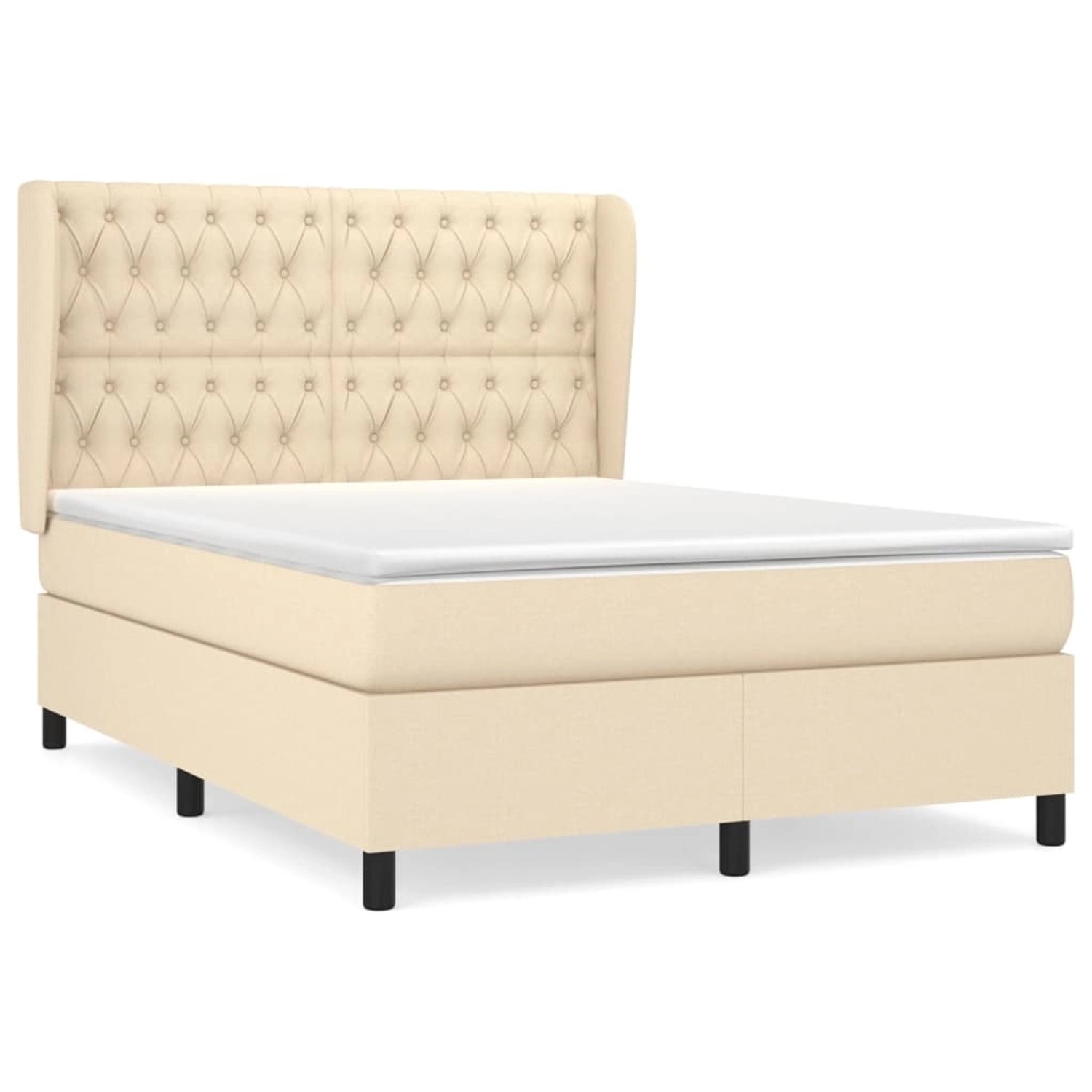 vidaXL Boxspringbett mit Matratze Creme 140x190 cm Stoff1394166 günstig online kaufen