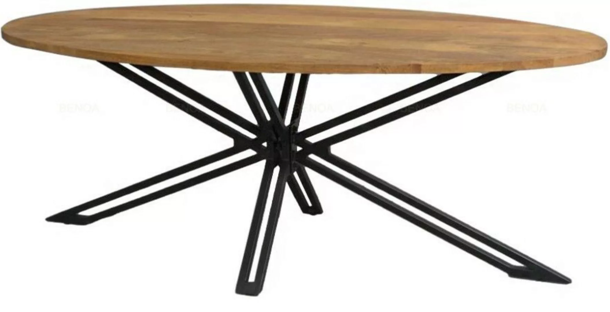 Esstisch Oval Tisch Küchentisch Metall Massiv Mangoholz Industrial Loft günstig online kaufen