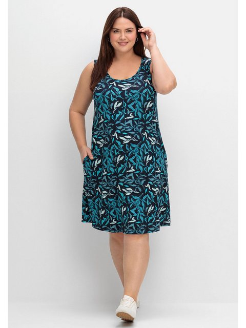 Sheego Jerseykleid Große Größen mit Blätterprint und Taschen günstig online kaufen