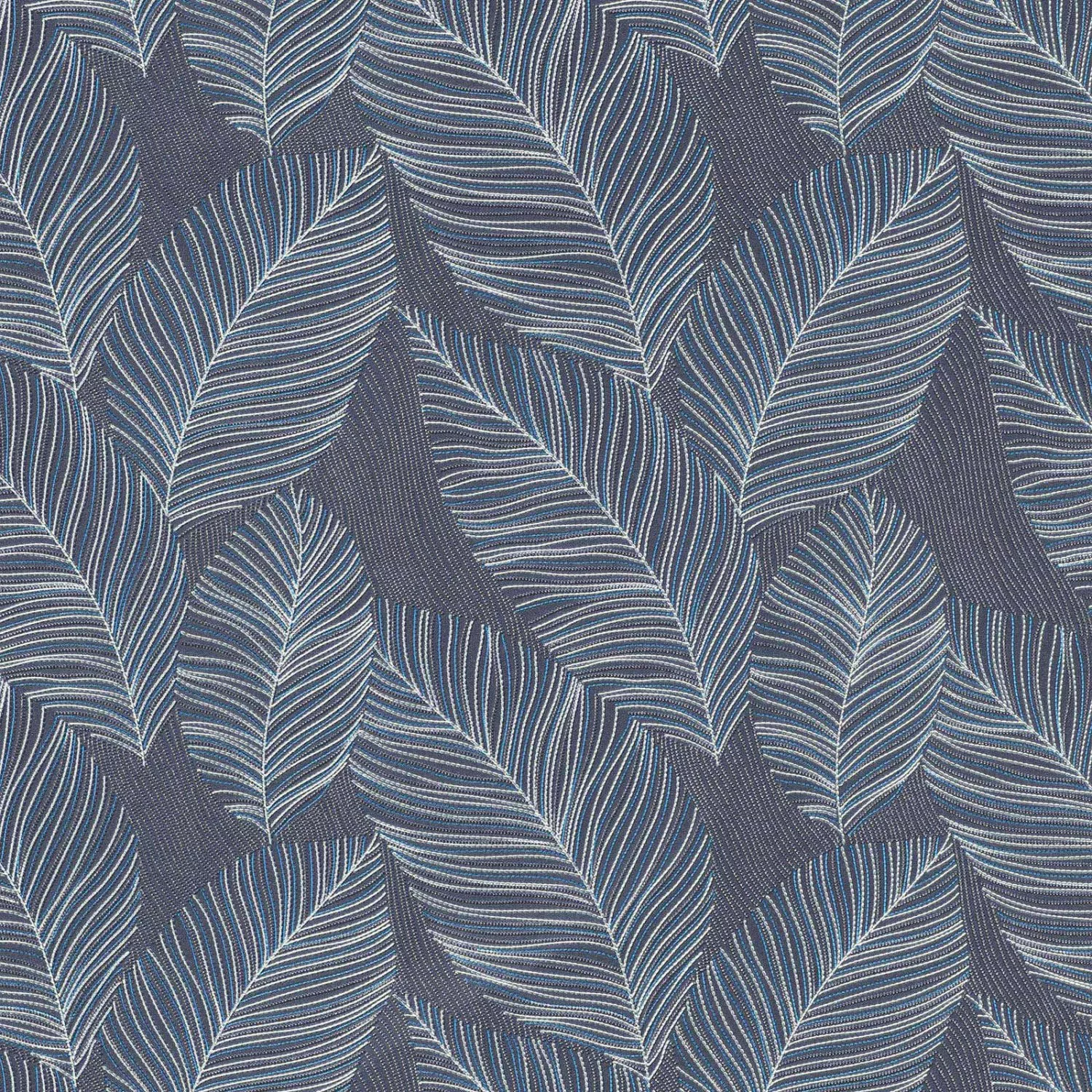 Bricoflor Blätter Tapete in Dunkelblau Vlies Mustertapete mit Blatt Feder D günstig online kaufen