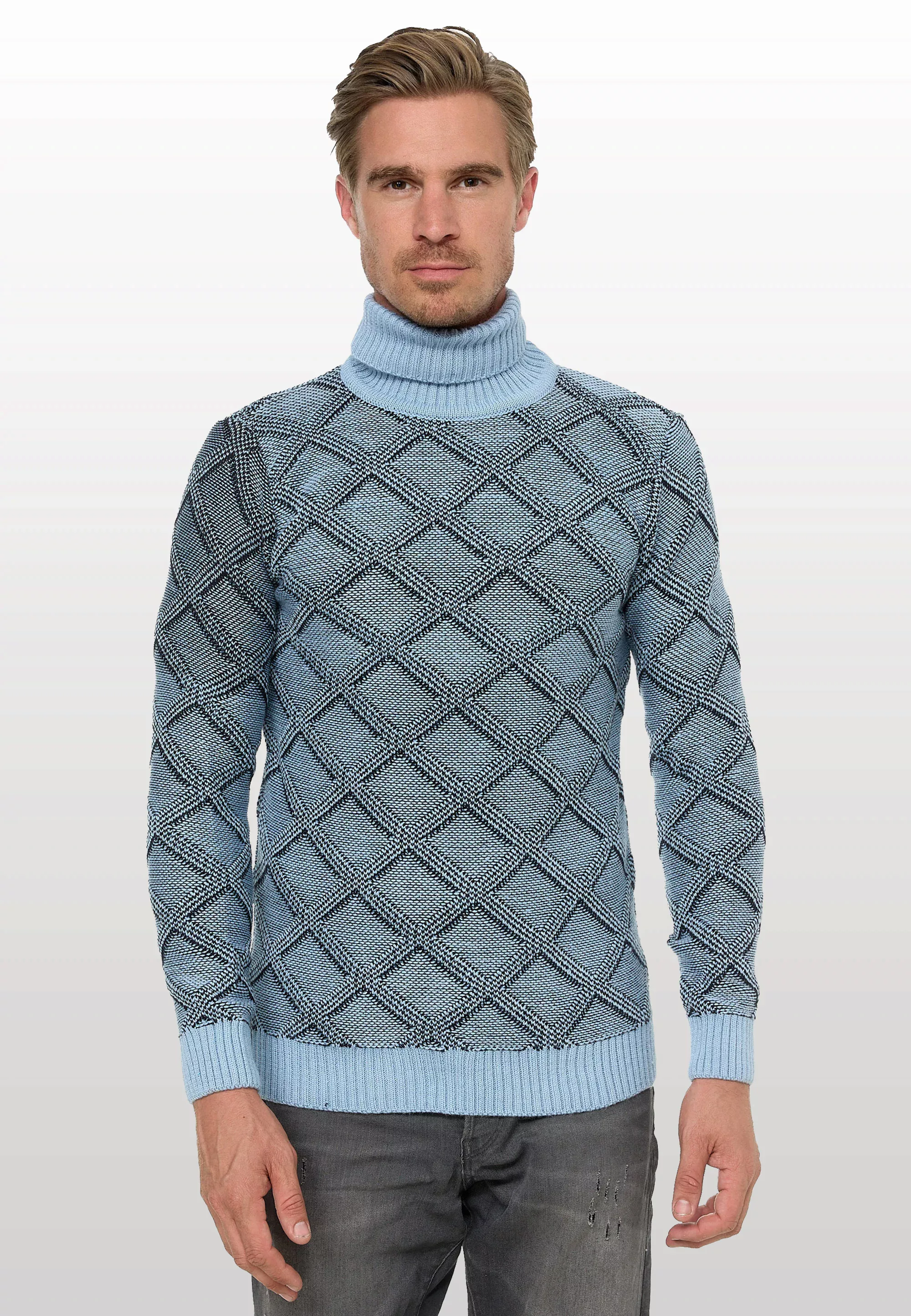 Rusty Neal Rollkragenpullover, mit stylischem Karo-Muster günstig online kaufen