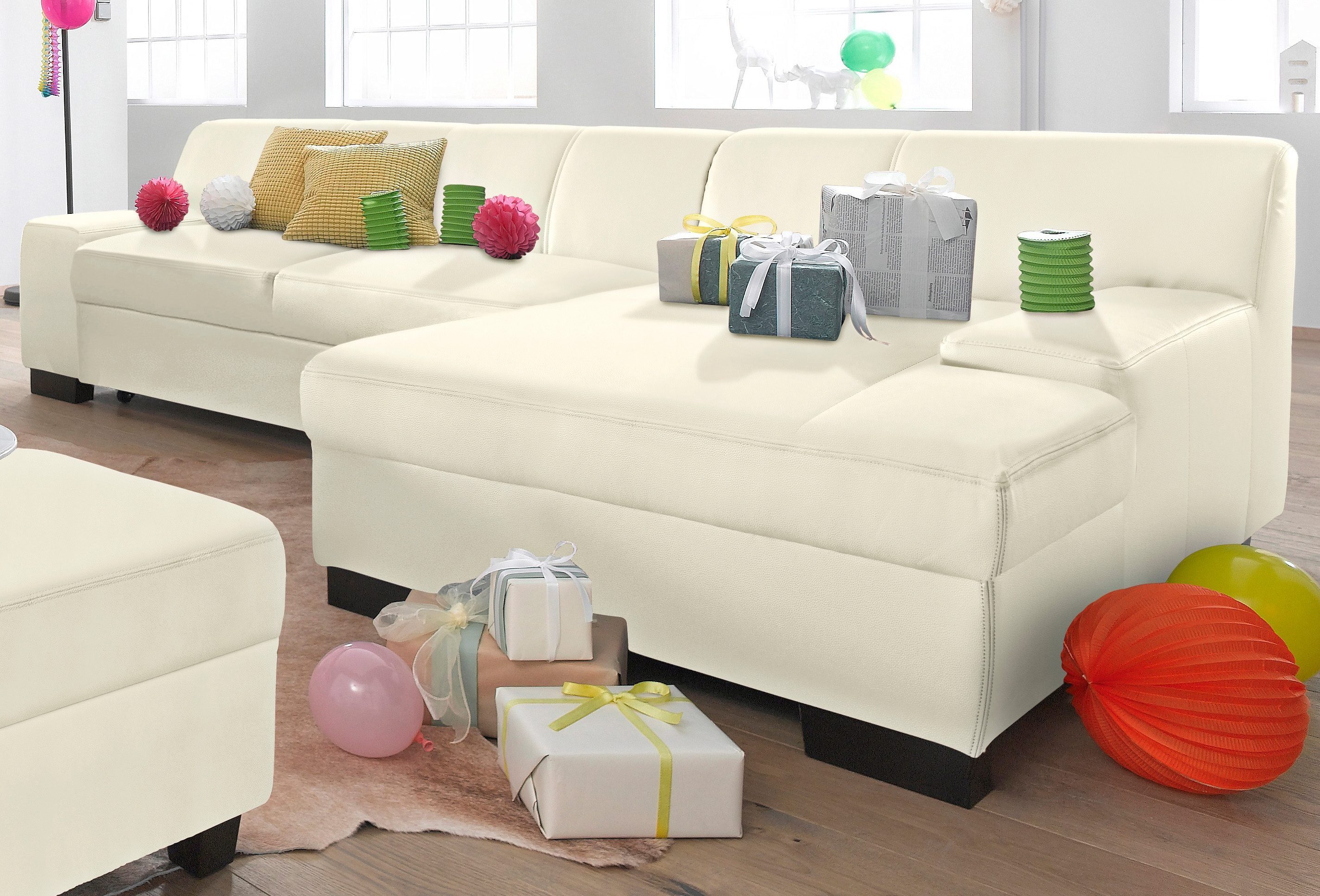 DOMO collection Ecksofa "Norma Top, elegant und modern, flache Armlehnen, k günstig online kaufen