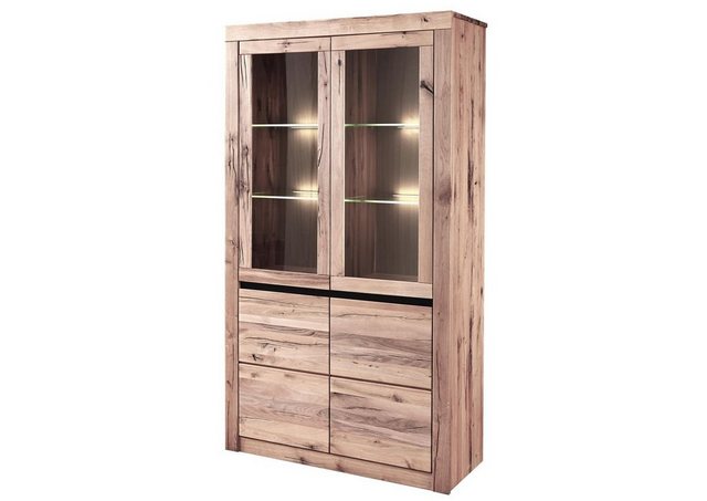 Massivmoebel24 Standvitrine (Vitrine Wild-/Zerreiche 105x42x190 bianco geöl günstig online kaufen