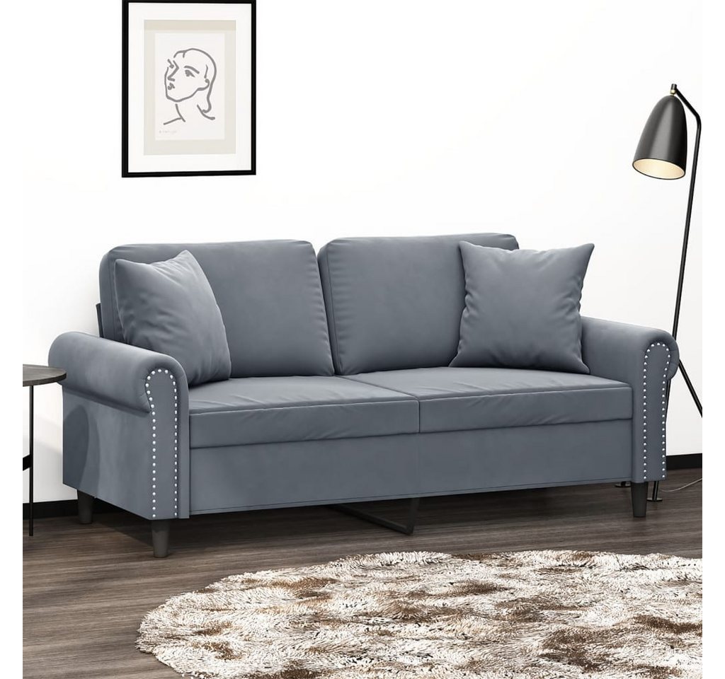 vidaXL Sofa 2-Sitzer-Sofa mit Zierkissen Dunkelgrau 140 cm Samt günstig online kaufen