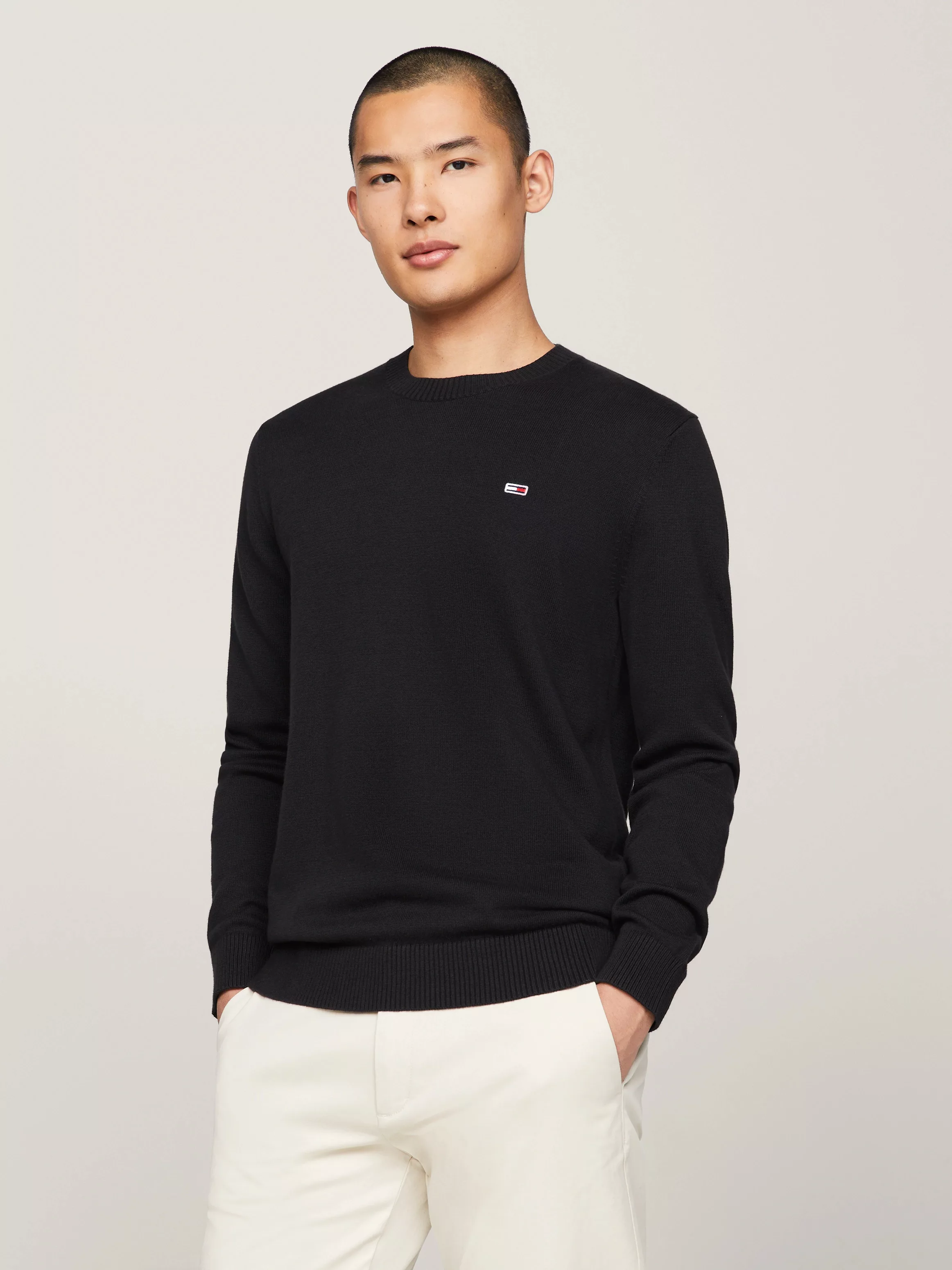 Tommy Jeans Rundhalspullover TJM SLIM ESSENTIAL LIGHT SWEATER mit Flag-Patc günstig online kaufen