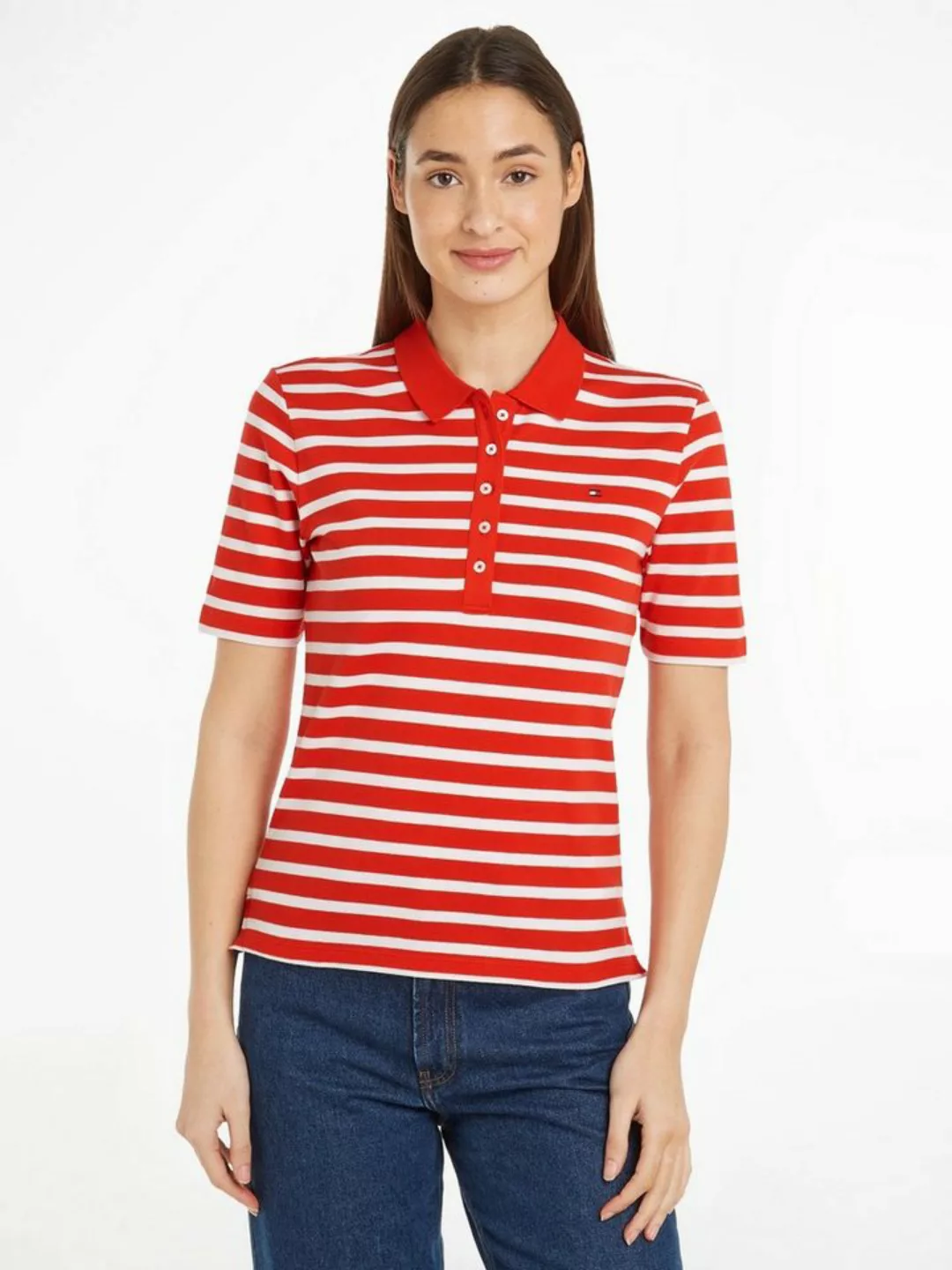 Tommy Hilfiger Poloshirt 1985 REG PIQUE STRIPE POLO SS mit dezenter Tommy H günstig online kaufen