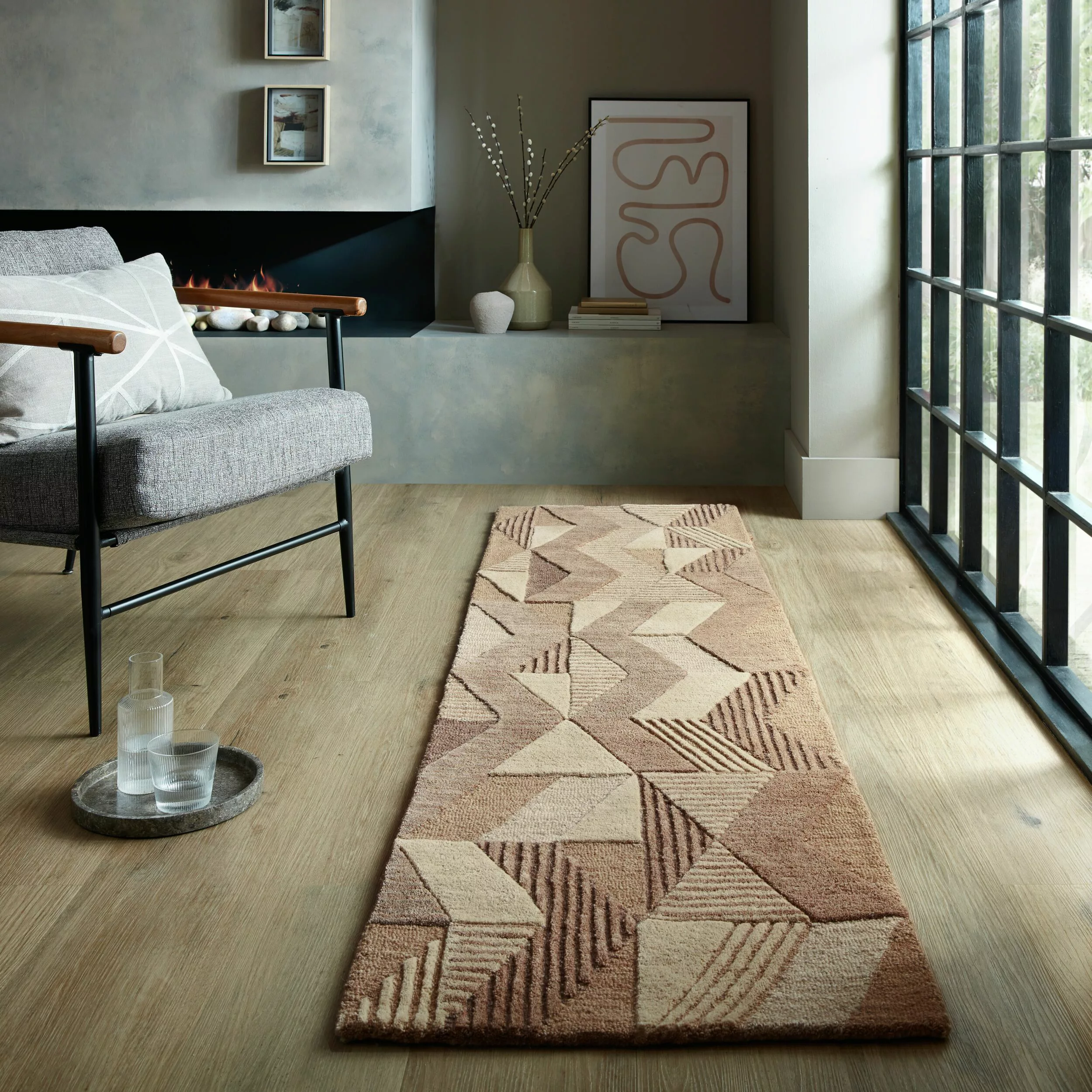 FLAIR RUGS Wollteppich »Asher«, rechteckig, Geometrischer moderner Wolltepp günstig online kaufen