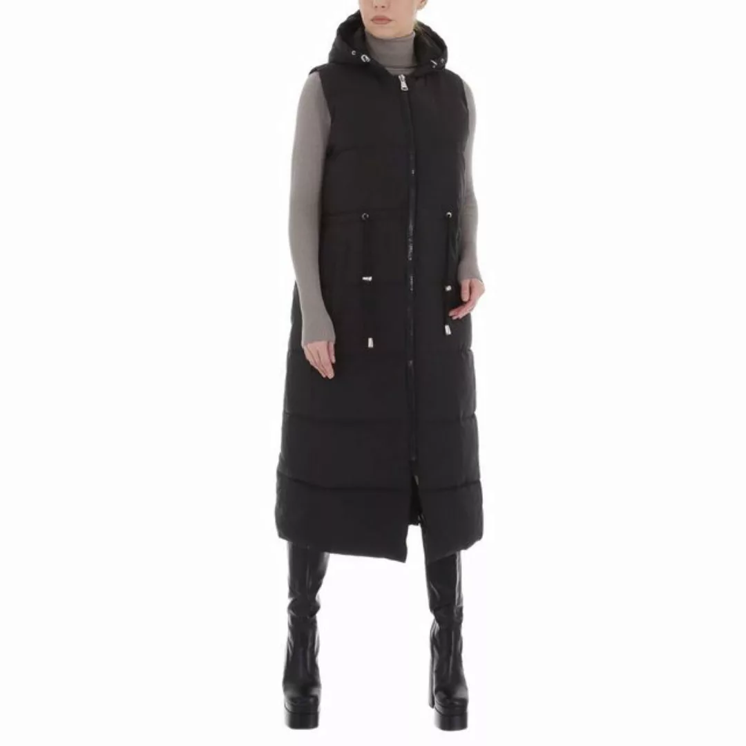 Ital-Design Longweste Damen Freizeit Kapuze Gefüttert Winterjacke in Schwar günstig online kaufen